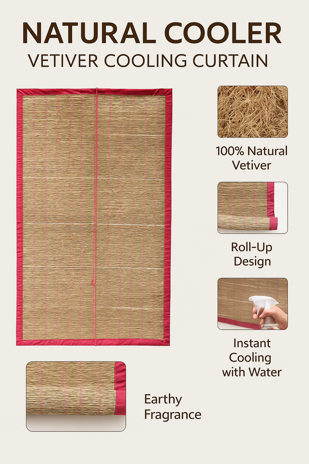 Vetiver (Khus) Cooling Curtains 🌿